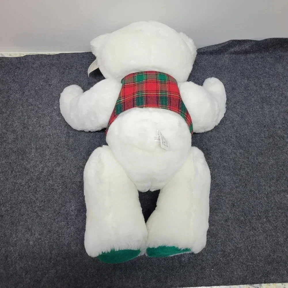 "Vintage T.L. Toys Loveable Holiday Friends Christmas Bear White Plush Male Bear - Picture 3 of 15